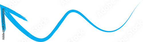 Fotografie Blue wavy arrow pointing left with brush stroke effect, direction