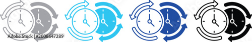 Konstfotografi Clock icons with circular arrows suggesting time rotation or cycle rotation sync