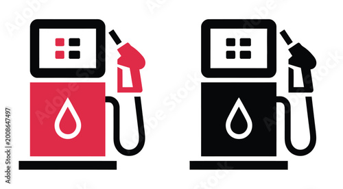 Bild auf Leinwand Gas station fuel pump icon vector illustration set, fuel pump and service station vector icons, petroleum energy distribution concept graphics, refueling system symbols clean minimal design isolated