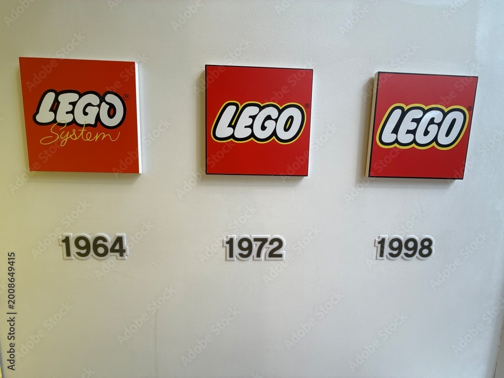 Fototapeta premium April 2026, Singapore: Lego logos different years