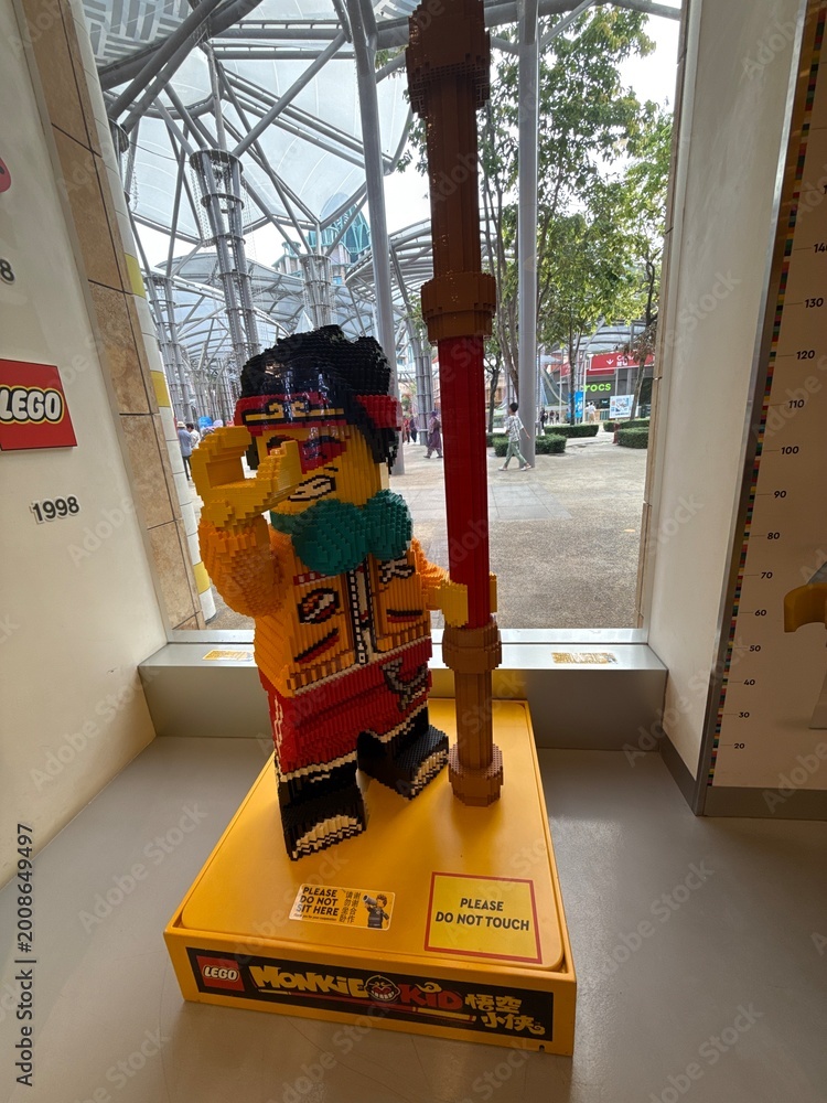 Fototapeta premium April 2026, Singapore: Lego Monkie Kid model displayed in Lego store in Sentosa, Singapore
