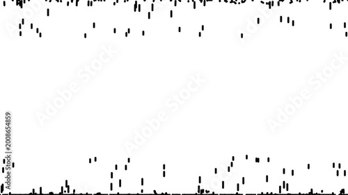 Abstract black strokes falling on a white background. Animation of falling and eliminating digital noise on the screen. Minimalistic background of falling particles movement.