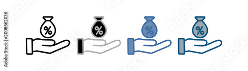 
subsidy icon set multiple style collection with hand design, and money bag
