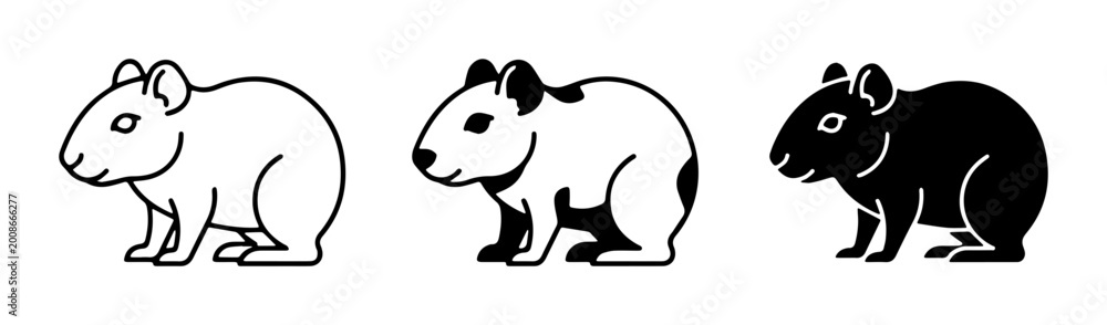 Fototapeta premium black and white silhouettes of rats on transparent background