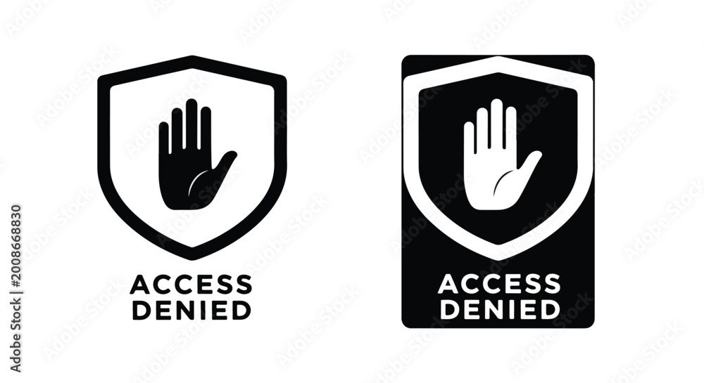 Obraz premium access denied security icon vector - logo icons vector set. Blue, Black and white icons