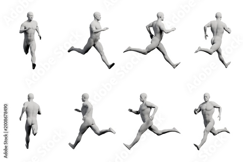 Mannequin running in 8-view collage