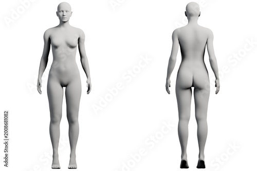 Figure model standing in white studio