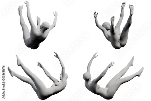 Bild auf Leinwand Figure model diving in white studio