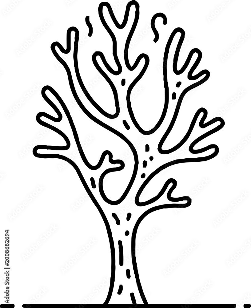 Obraz premium Minimalist Hand Drawn Tree Branch or Coral Line Art Illustration