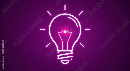 neon purple light bulb icon with glowing effect