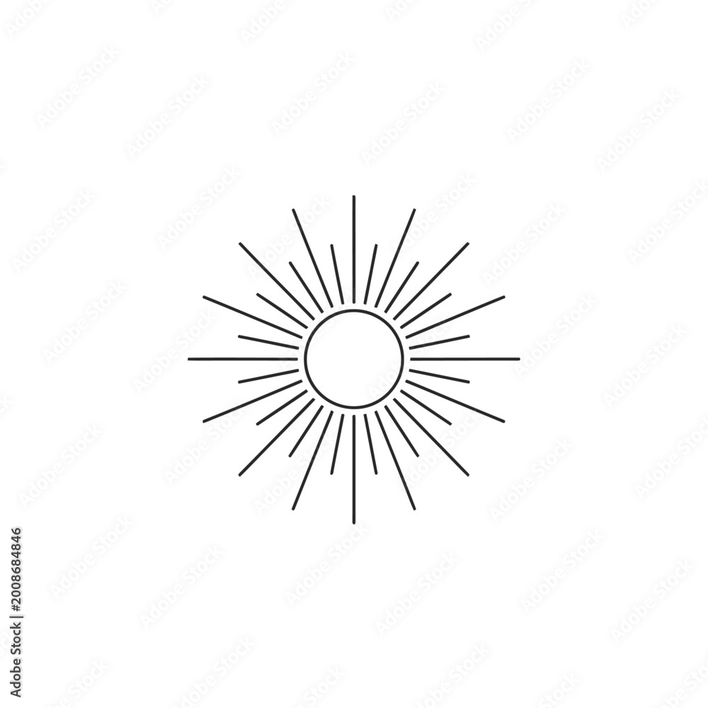 Fototapeta premium Minimalist Sunburst Icon Simple Line Art.
