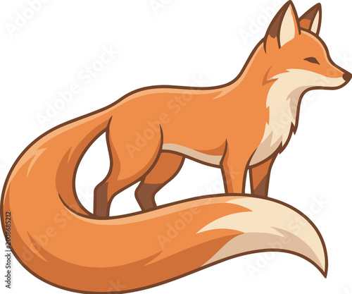Cute Aesthetic Fox Illustration, Minimal Modern Animal Vector Art