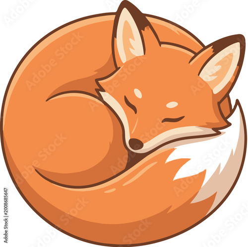 Cute Aesthetic Fox Illustration, Minimal Modern Animal Vector Art