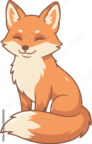 Cute Aesthetic Fox Illustration, Minimal Modern Animal Vector Art