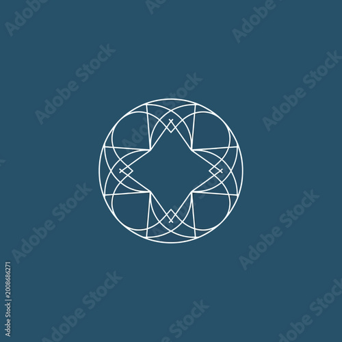 Geometric Abstract Circular Design with Star Shape Center.