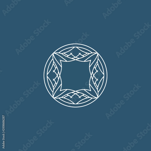 Geometric Abstract Mandala Design with Square Center.