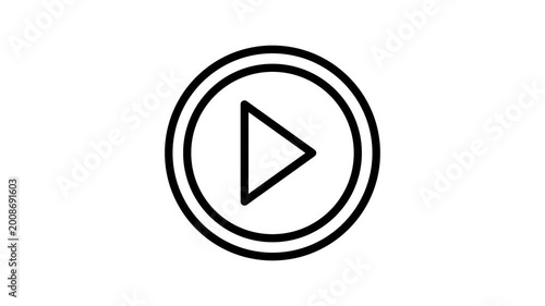 Play button icon animation isolated on white background. 4k video
