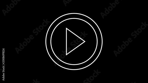 Outline play button icon animation. 4k video