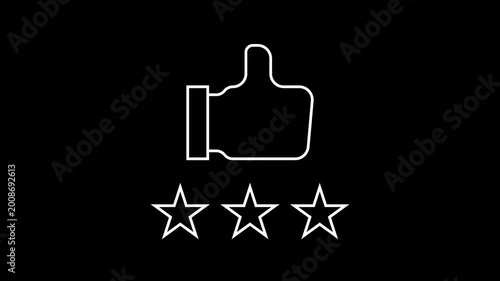 Outline animation of review icon. 4k video
