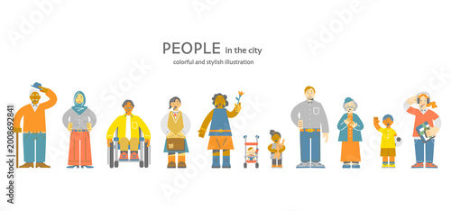 Diverse people with smiles: Stylish and colorful illustrations