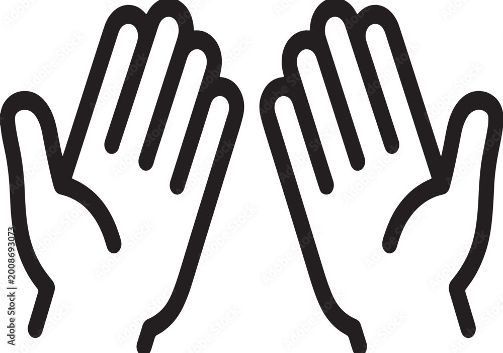 Fototapeta premium Two human hands held together in a gesture of open palms representing prayer worship peace hope or grateful spiritual reflection