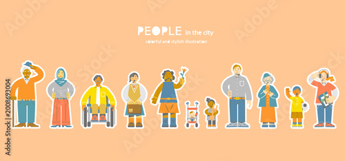 Diverse people with smiles: Stylish and colorful illustrations