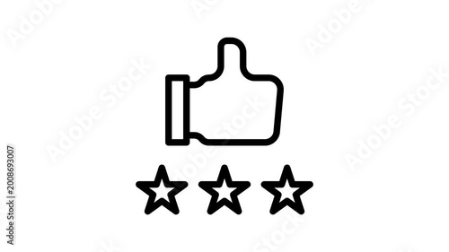 Review icon animation isolated on white background. 4k video