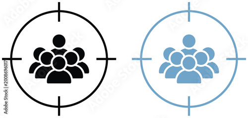 Tableau sur toile Target people icon set, marketing audience symbols, demographic targeting and st