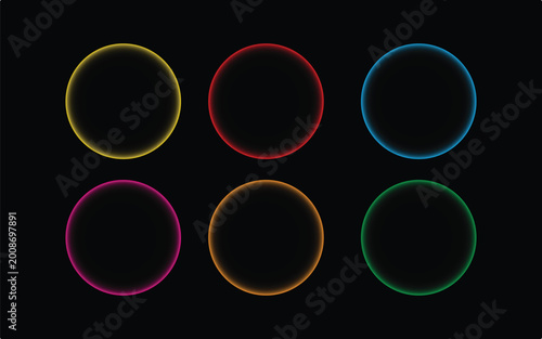 Colorful oval frames on black background a vibrant and abstract design