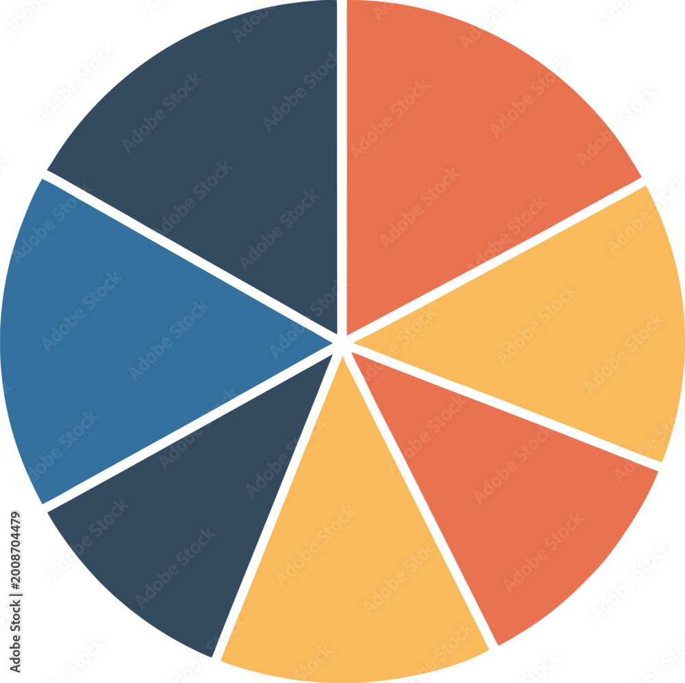 Obraz premium Professional seven segment pie chart illustrating diverse statistical data for comprehensive business analysis and reporting