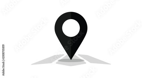 Free Download Black map marker icon with shadow on white background silhouette high quality professional detailed modern elegant - GFXLoad