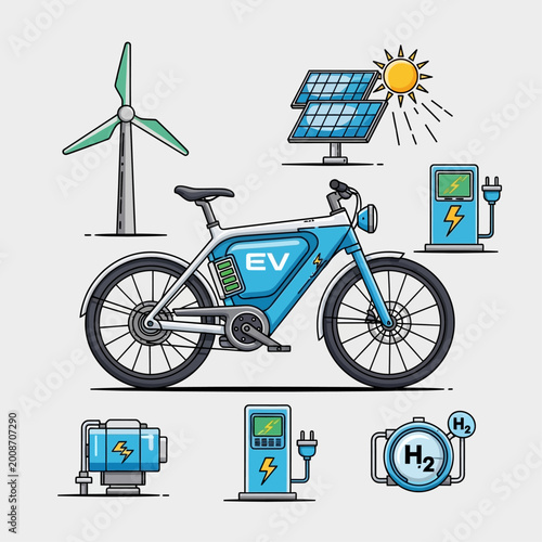 Foto Electric bicycle with EV battery.