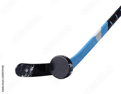 Hockey Stick and Puck Close-up