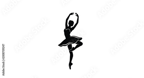 Schilderij op canvas Ballerina in graceful pose black silhouette high quality