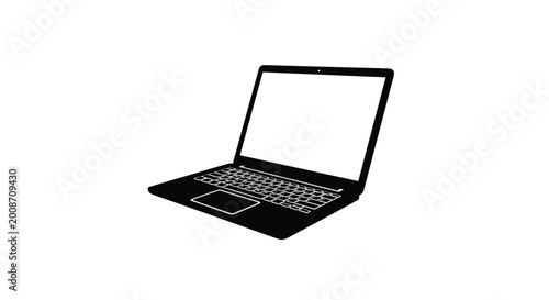 Laptop computer silhouette on a white background