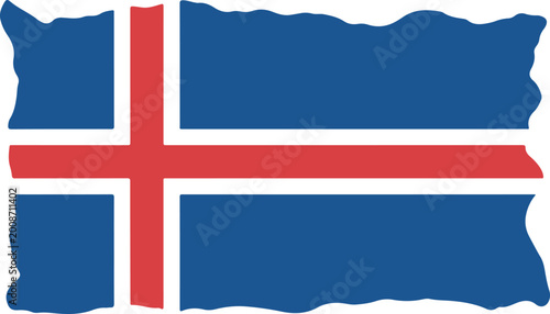 Bilde på lerret Waving flag of iceland, national symbol of the icelandic people