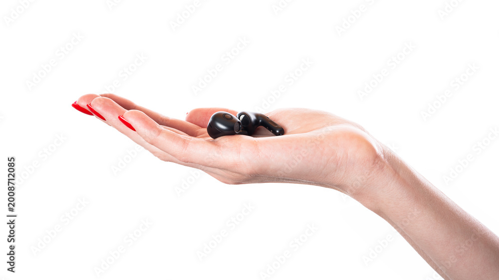 Fototapeta premium Headphones wireless earphones isolated on white background. Earphones isolated.