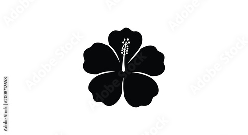 Hibiscus flower silhouette on a white background
