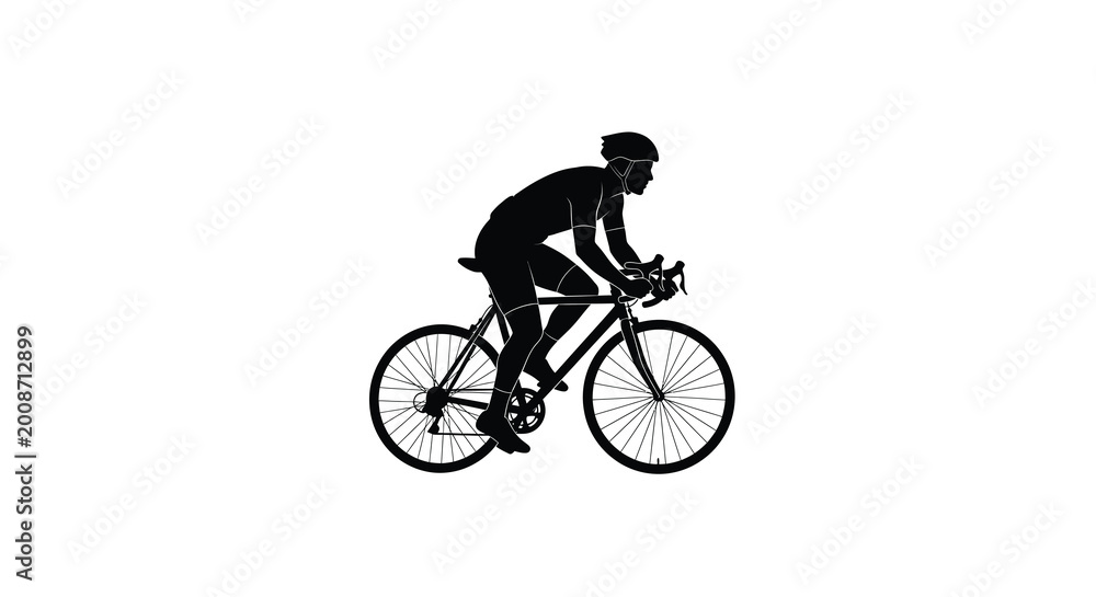 Fototapeta premium Cyclist riding a road bike black silhouette