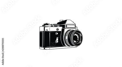 Photos Vintage slr camera silhouette on a white background