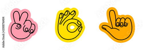 Vector illustration in hand drawn doodle style, mascot and character hands and gestures, positive vibe stickers and overlays