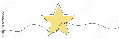 One line Drawing or illustration of a star, Hand drawn stars continuous one line icon. Star single line vector illustration in doodle style. Premium quality contour linear sign Editable stroke