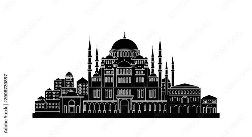 Fototapeta premium Istanbul Mosque Silhouette Icon ? Islamic Architecture Vector Graphic