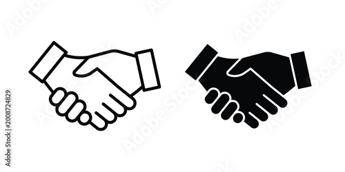 Deal handshake icon editable stroke. Linear and flat icons