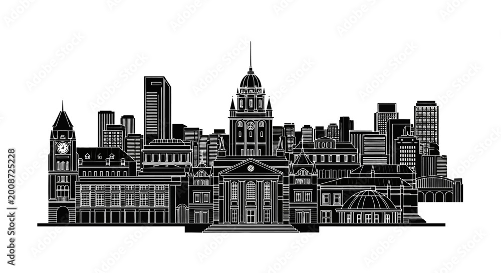 Fototapeta premium Johannesburg City Skyline Silhouette ? Urban Architectural Landmark