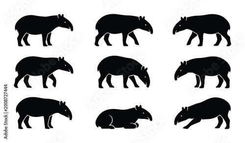 Bild auf Leinwand tapir vector icons set on white background