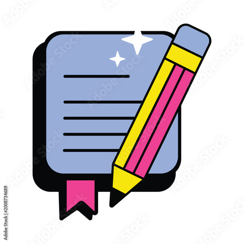 Fotografie Document Editing Icon Vector Illustration for Content Creation Writing Notes and