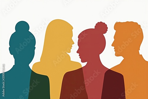 Embracing Diversity and Inclusion: Silhouettes of Varied Races, Genders, and Sexual Orientations in Business, Signifying Equality and Leadership