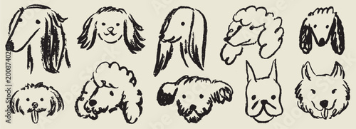 Photography Scribble chalk or charcoal style dogs drawing