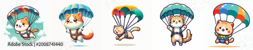 Canvas Print Vector of a cat doing parachute